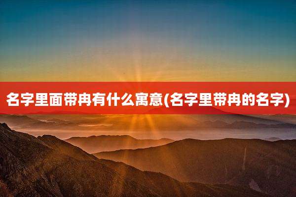名字里面带冉有什么寓意(名字里带冉的名字)