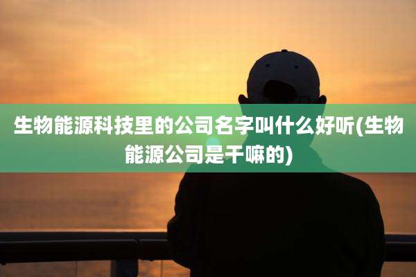 生物能源科技里的公司名字叫什么好听(生物能源公司是干嘛的)