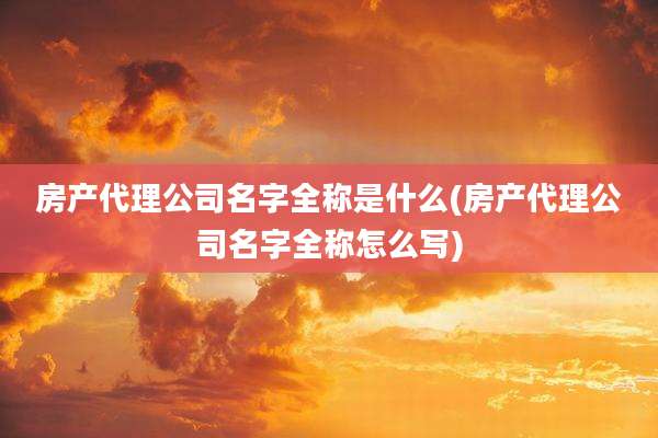 房产代理公司名字全称是什么(房产代理公司名字全称怎么写)