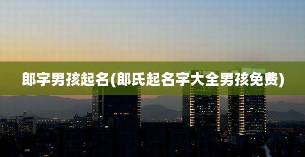 郎字男孩起名(郎氏起名字大全男孩免费)
