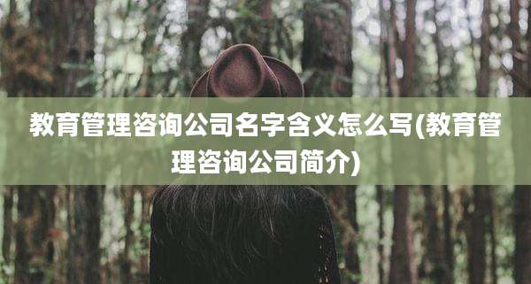 教育管理咨询公司名字含义怎么写(教育管理咨询公司简介)
