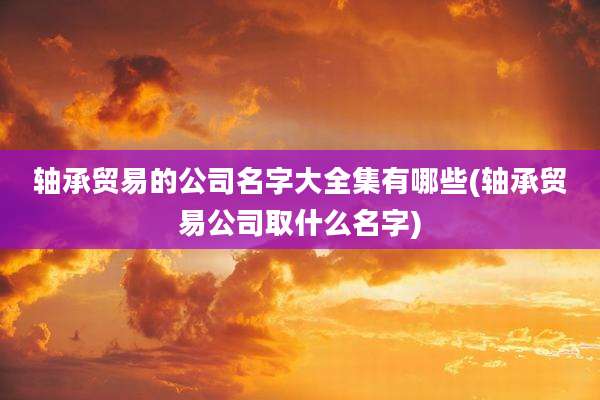 轴承贸易的公司名字大全集有哪些(轴承贸易公司取什么名字)