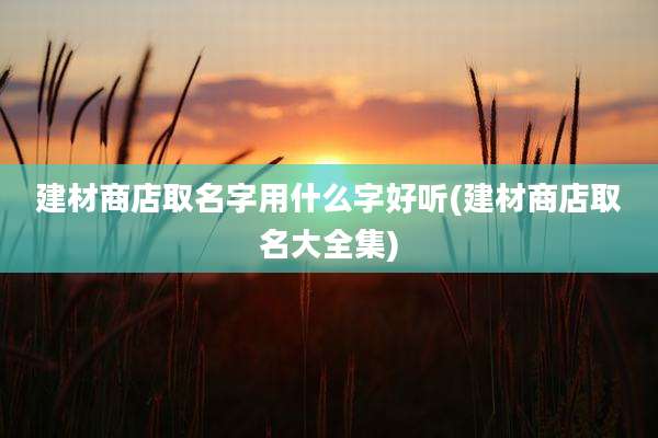 建材商店取名字用什么字好听(建材商店取名大全集)