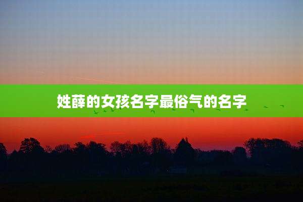 姓薛的女孩名字最俗气的名字