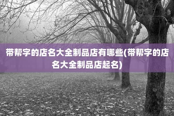 带帮字的店名大全制品店有哪些(带帮字的店名大全制品店起名)