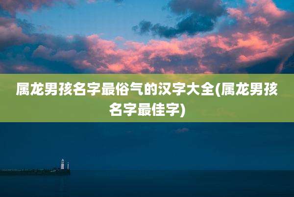 属龙男孩名字最俗气的汉字大全(属龙男孩名字最佳字)