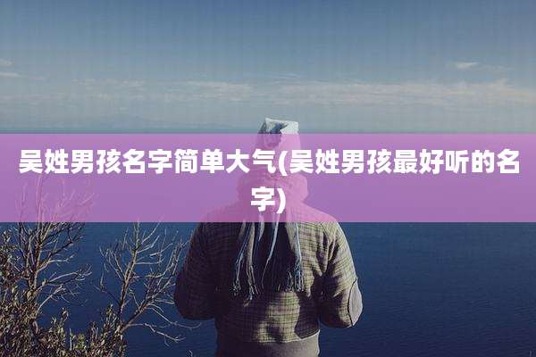 吴姓男孩名字简单大气(吴姓男孩最好听的名字)