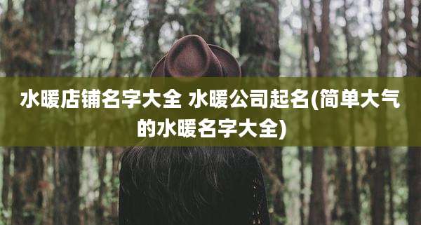 水暖店铺名字大全 水暖公司起名(简单大气的水暖名字大全)