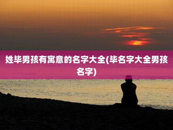 姓毕男孩有寓意的名字大全(毕名字大全男孩名字)
