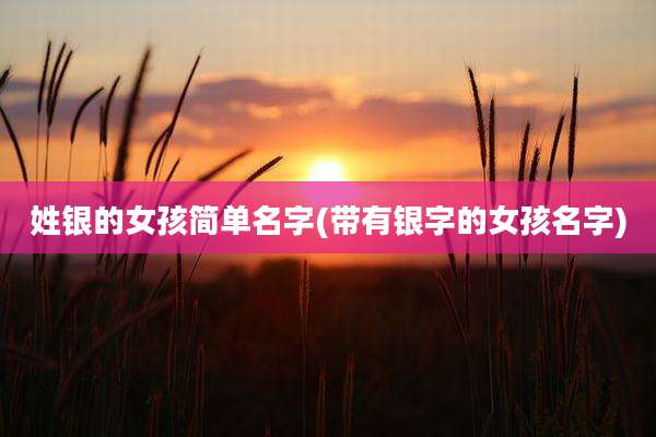 姓银的女孩简单名字(带有银字的女孩名字)