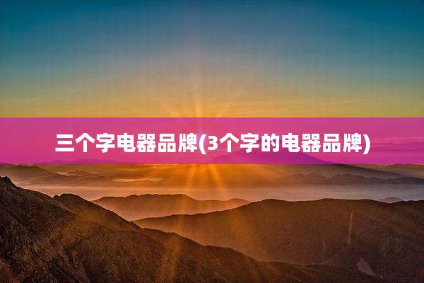 三个字电器品牌(3个字的电器品牌)
