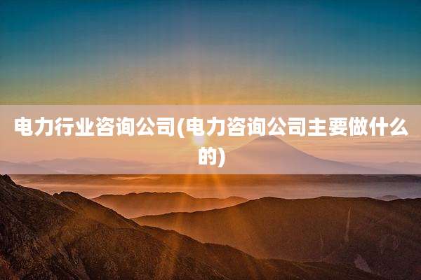 电力行业咨询公司(电力咨询公司主要做什么的)