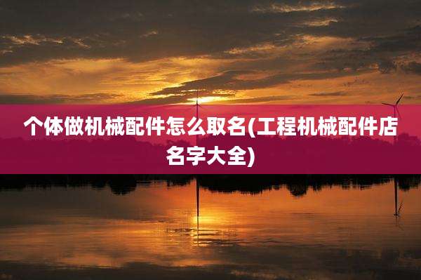 个体做机械配件怎么取名(工程机械配件店名字大全)