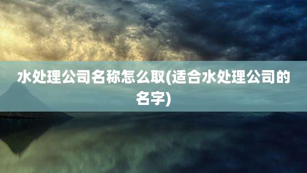 水处理公司名称怎么取(适合水处理公司的名字)