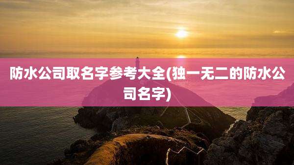防水公司取名字参考大全(独一无二的防水公司名字)