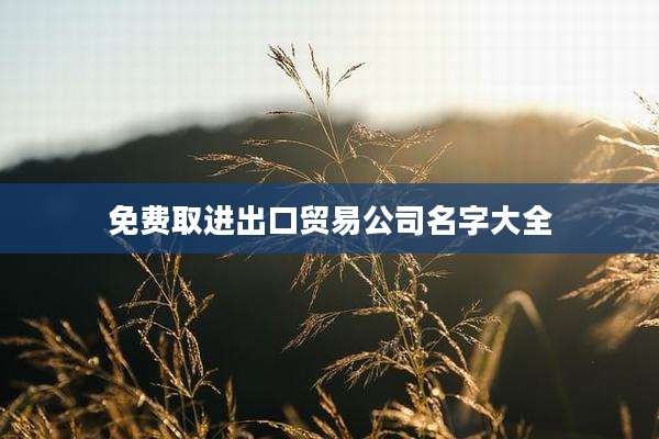 免费取进出口贸易公司名字大全