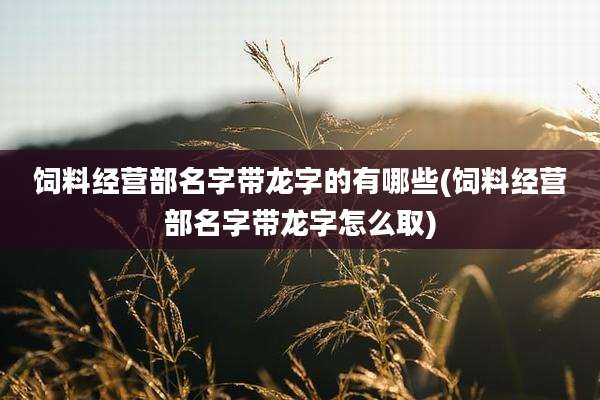 饲料经营部名字带龙字的有哪些(饲料经营部名字带龙字怎么取)