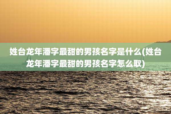 姓台龙年潘字最甜的男孩名字是什么(姓台龙年潘字最甜的男孩名字怎么取)