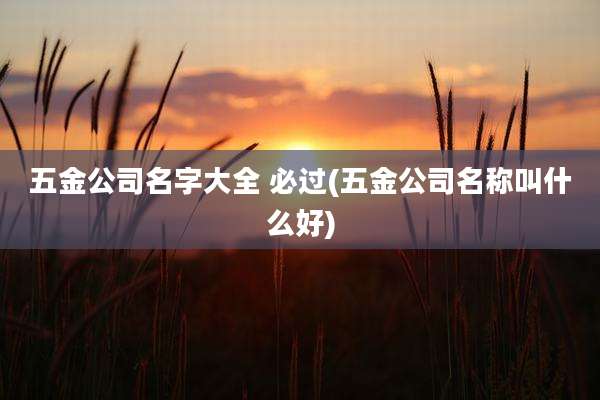 五金公司名字大全 必过(五金公司名称叫什么好)