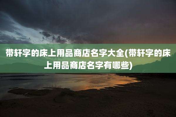 带轩字的床上用品商店名字大全(带轩字的床上用品商店名字有哪些)