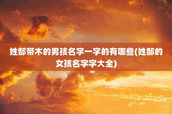 姓郜带木的男孩名字一字的有哪些(姓郜的女孩名字字大全)