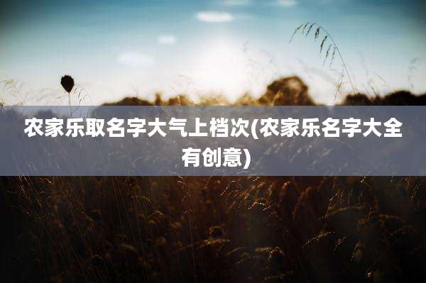 农家乐取名字大气上档次(农家乐名字大全 有创意)