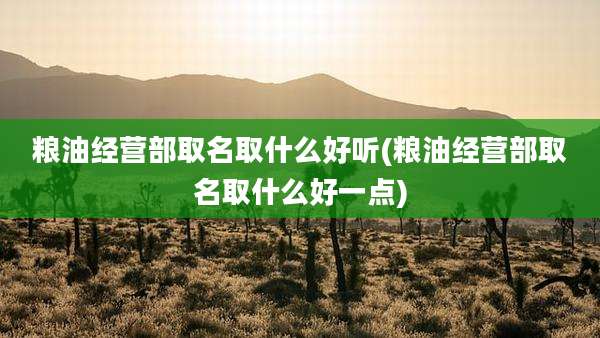 粮油经营部取名取什么好听(粮油经营部取名取什么好一点)