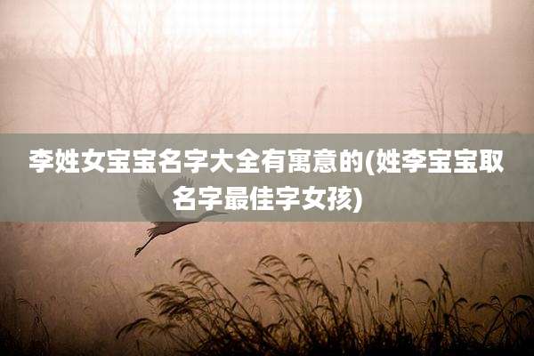 李姓女宝宝名字大全有寓意的(姓李宝宝取名字最佳字女孩)