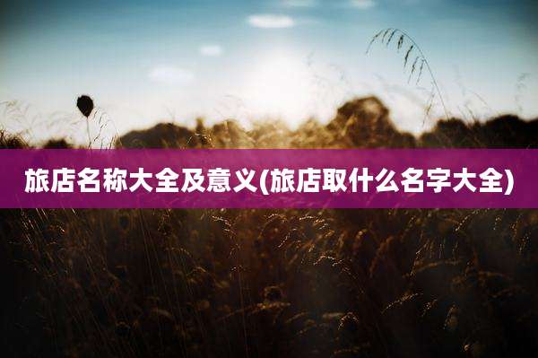 旅店名称大全及意义(旅店取什么名字大全)