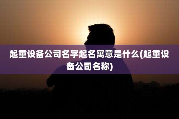 起重设备公司名字起名寓意是什么(起重设备公司名称)
