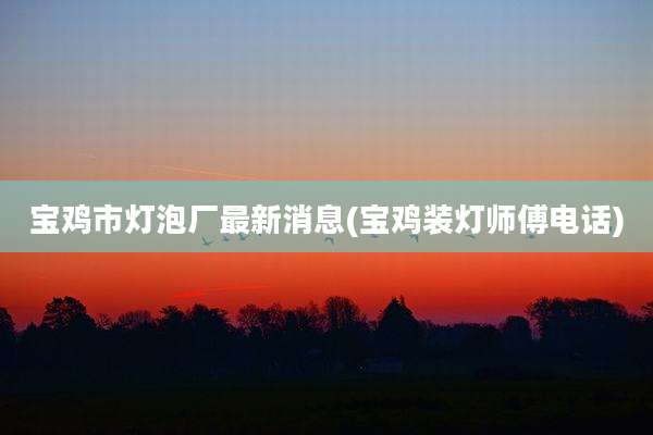 宝鸡市灯泡厂最新消息(宝鸡装灯师傅电话)