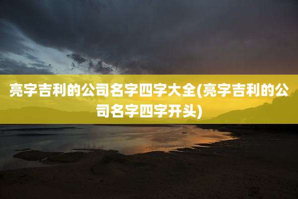 亮字吉利的公司名字四字大全(亮字吉利的公司名字四字开头)