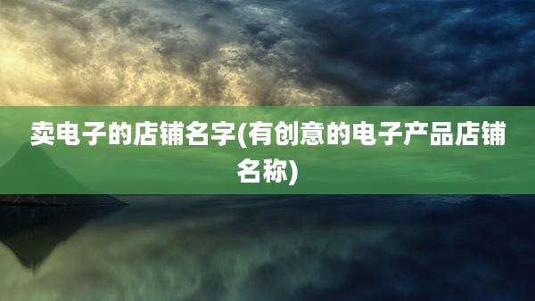 卖电子的店铺名字(有创意的电子产品店铺名称)