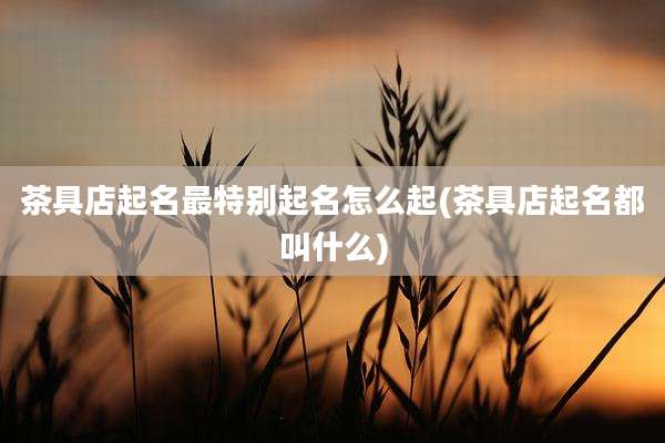 茶具店起名最特别起名怎么起(茶具店起名都叫什么)