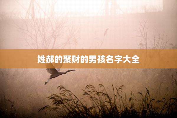 姓郝的聚财的男孩名字大全