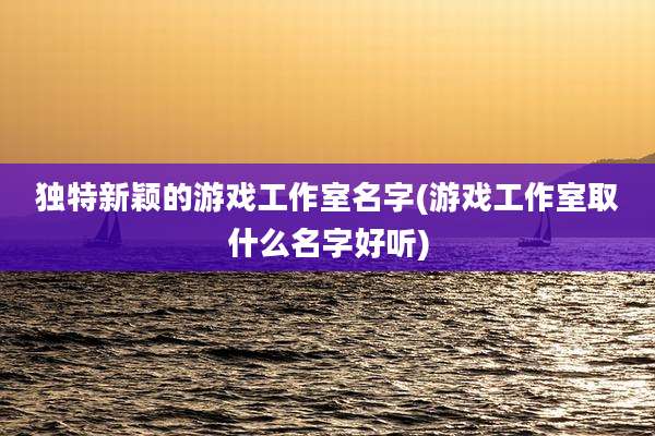独特新颖的游戏工作室名字(游戏工作室取什么名字好听)