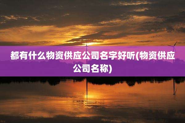 都有什么物资供应公司名字好听(物资供应公司名称)