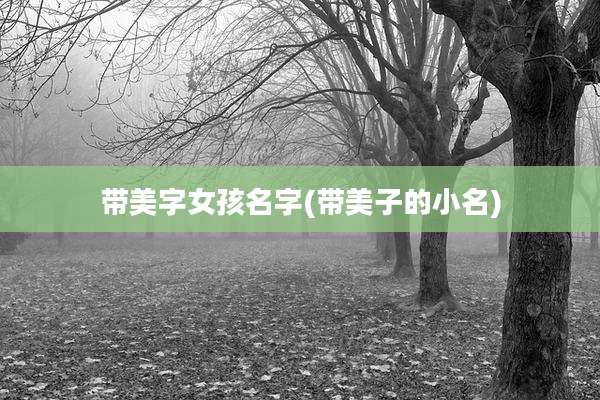 带美字女孩名字(带美子的小名)