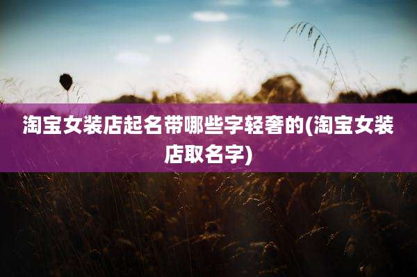 淘宝女装店起名带哪些字轻奢的(淘宝女装店取名字)