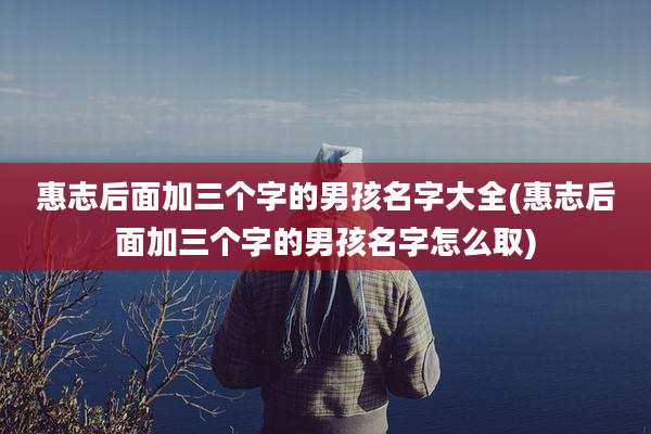 惠志后面加三个字的男孩名字大全(惠志后面加三个字的男孩名字怎么取)