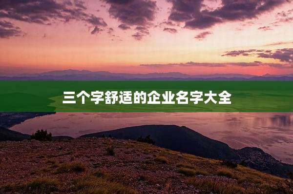 三个字舒适的企业名字大全