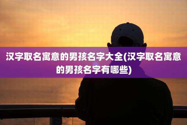汉字取名寓意的男孩名字大全(汉字取名寓意的男孩名字有哪些)
