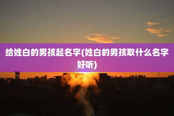 给姓白的男孩起名字(姓白的男孩取什么名字好听)