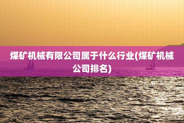 煤矿机械有限公司属于什么行业(煤矿机械公司排名)