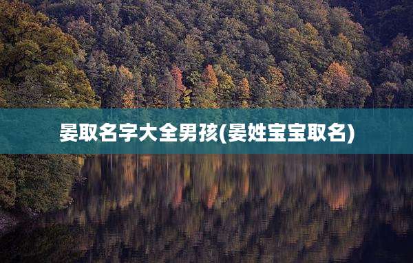晏取名字大全男孩(晏姓宝宝取名)