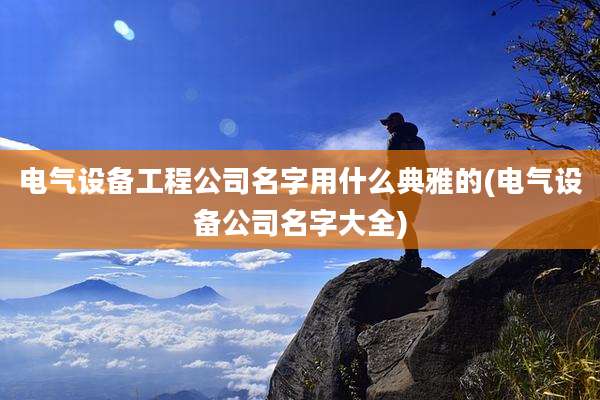 电气设备工程公司名字用什么典雅的(电气设备公司名字大全)