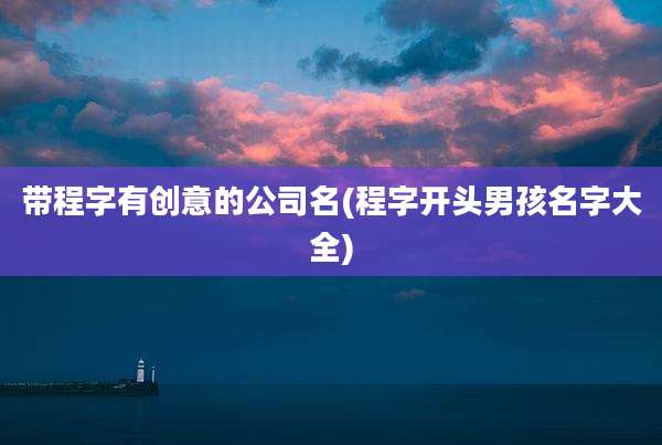 带程字有创意的公司名(程字开头男孩名字大全)