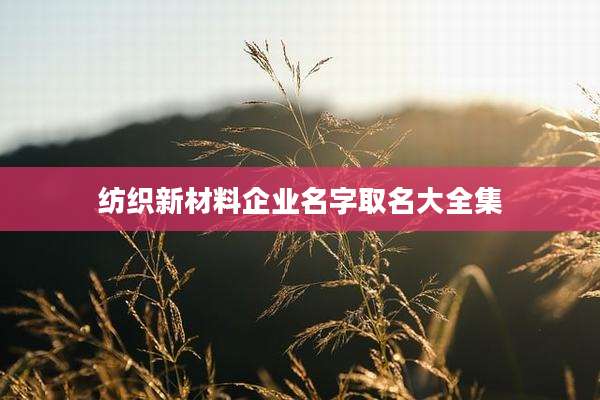 纺织新材料企业名字取名大全集