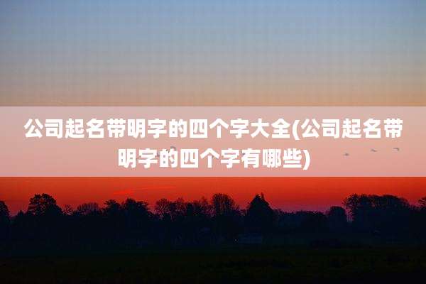 公司起名带明字的四个字大全(公司起名带明字的四个字有哪些)