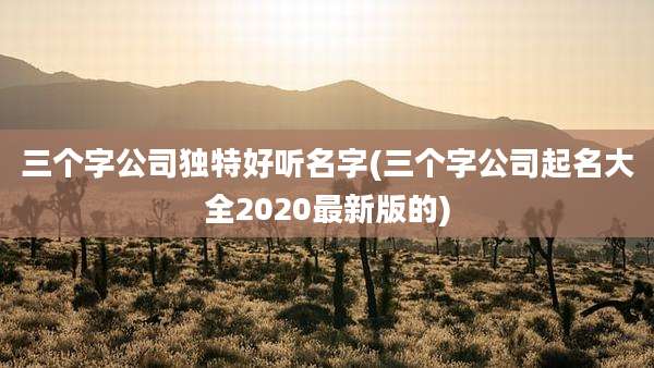 三个字公司独特好听名字(三个字公司起名大全2020最新版的)